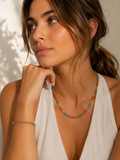 Pack Riviera turquesa y naranja - collar y pulsera eslabones esmaltados