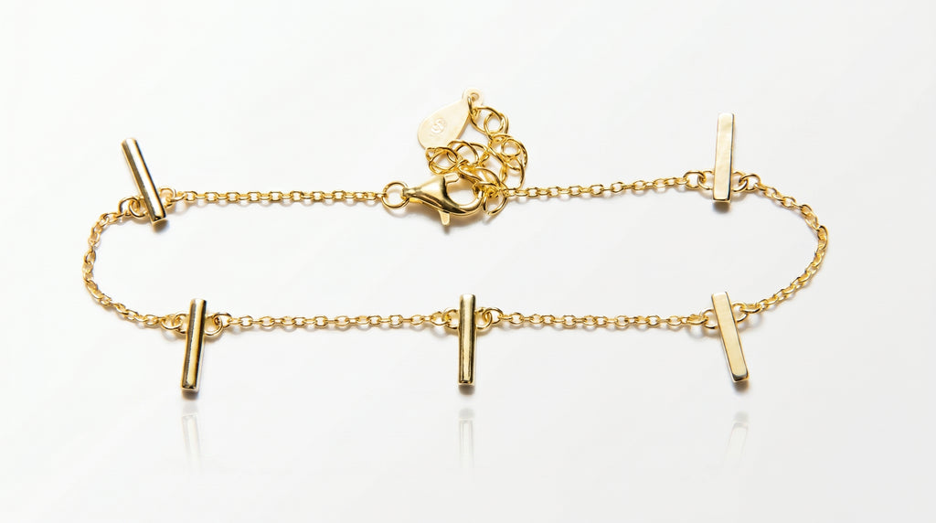 Gold-plated Bar Charm Bracelet