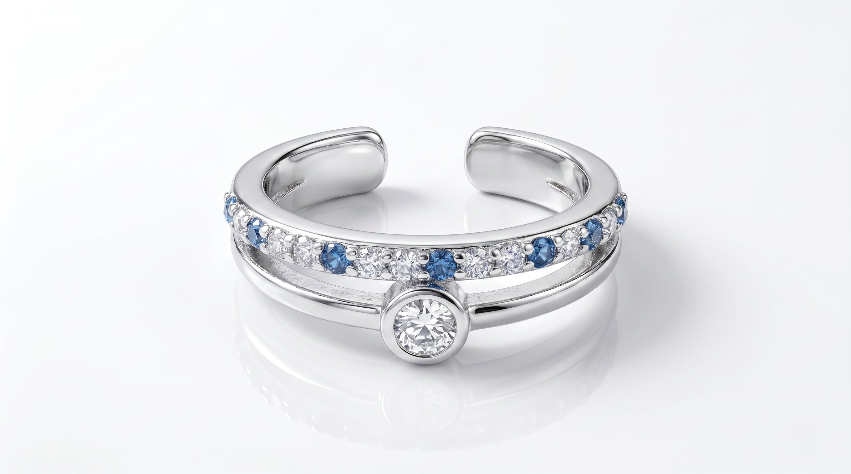 Ear Cuff Doble Banda Zafiro