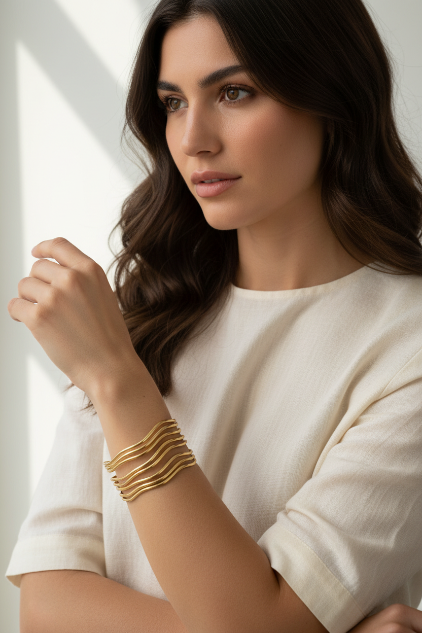 Brazalete ondulado oro en modelo