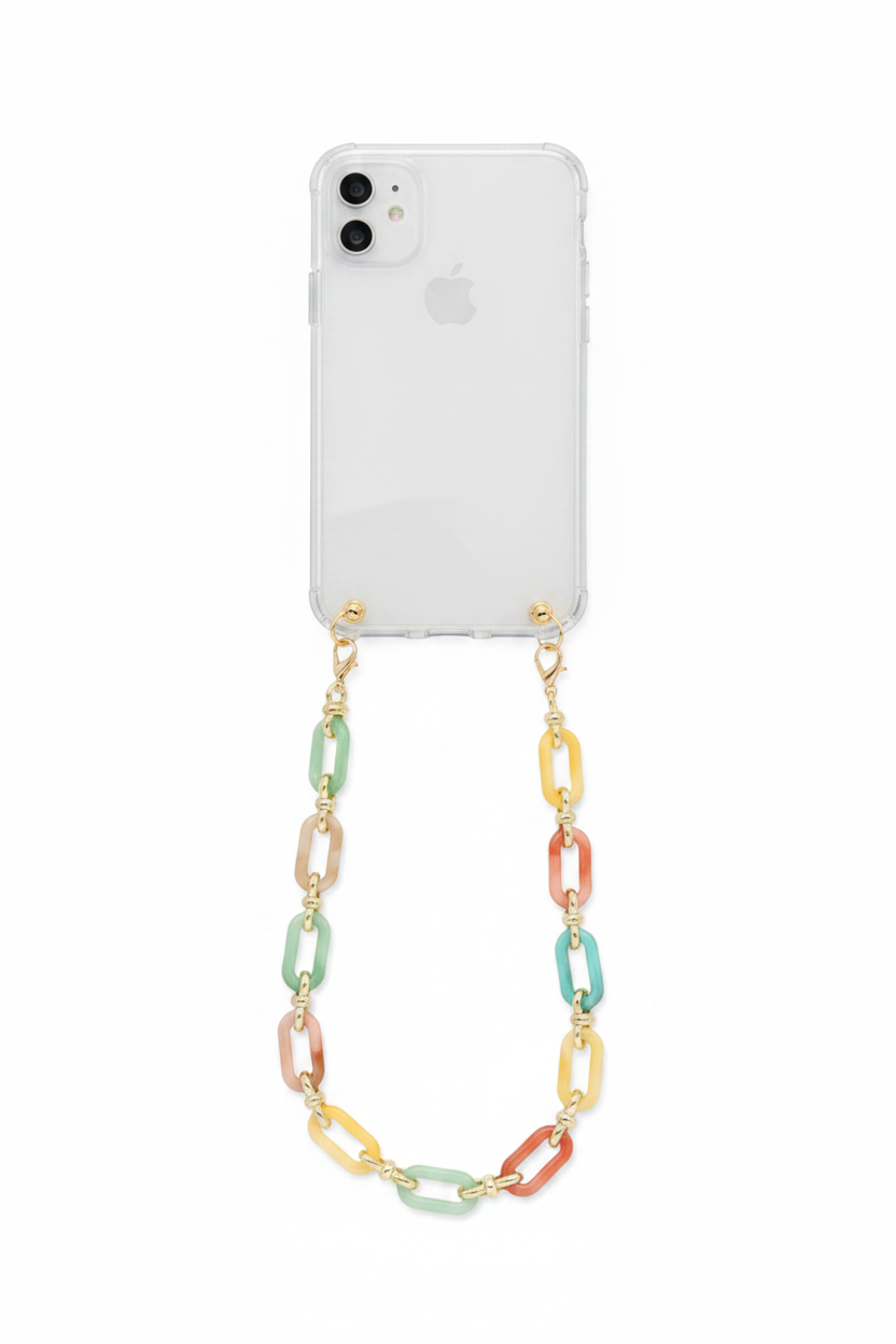 Cadena larga en funda transparente