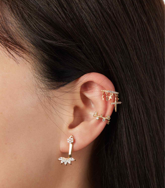 Pendientes Ear Jacket Circonitas