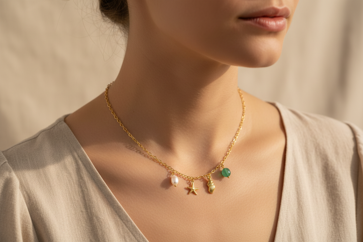 Collar Mediterráneo con modelo