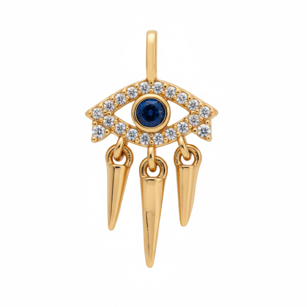 Charm Ojo turco chapado oro circonitas