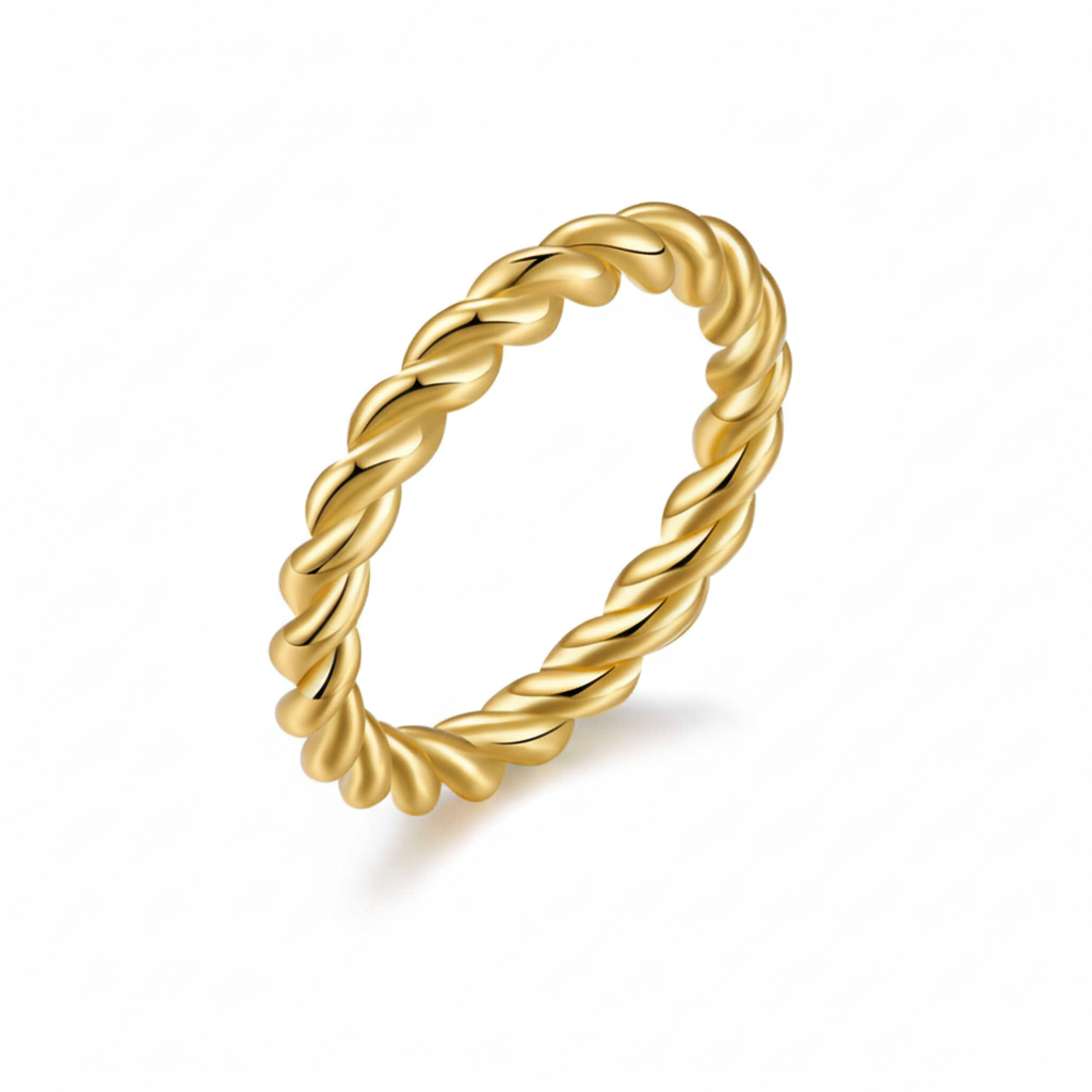 Anillo Cordón Dorado Trenzado