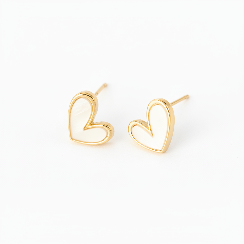 Pendientes corazón blanco