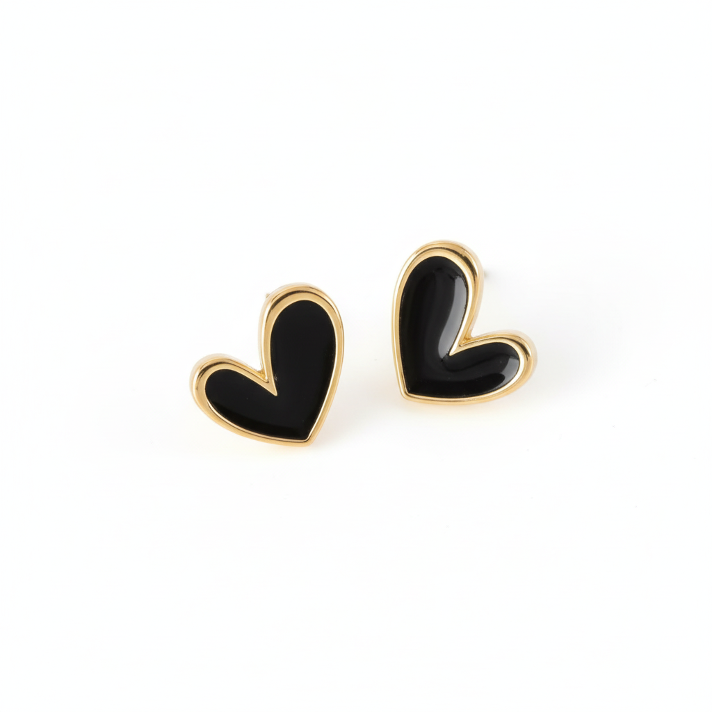 Pendientes corazón negro