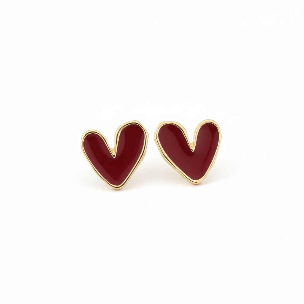 Pendientes corazón rojo