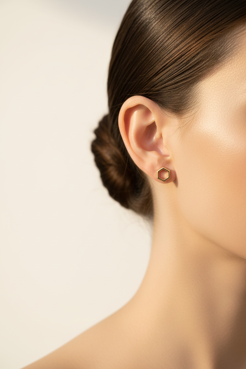 Pendientes Hexágono pequeños con modelo