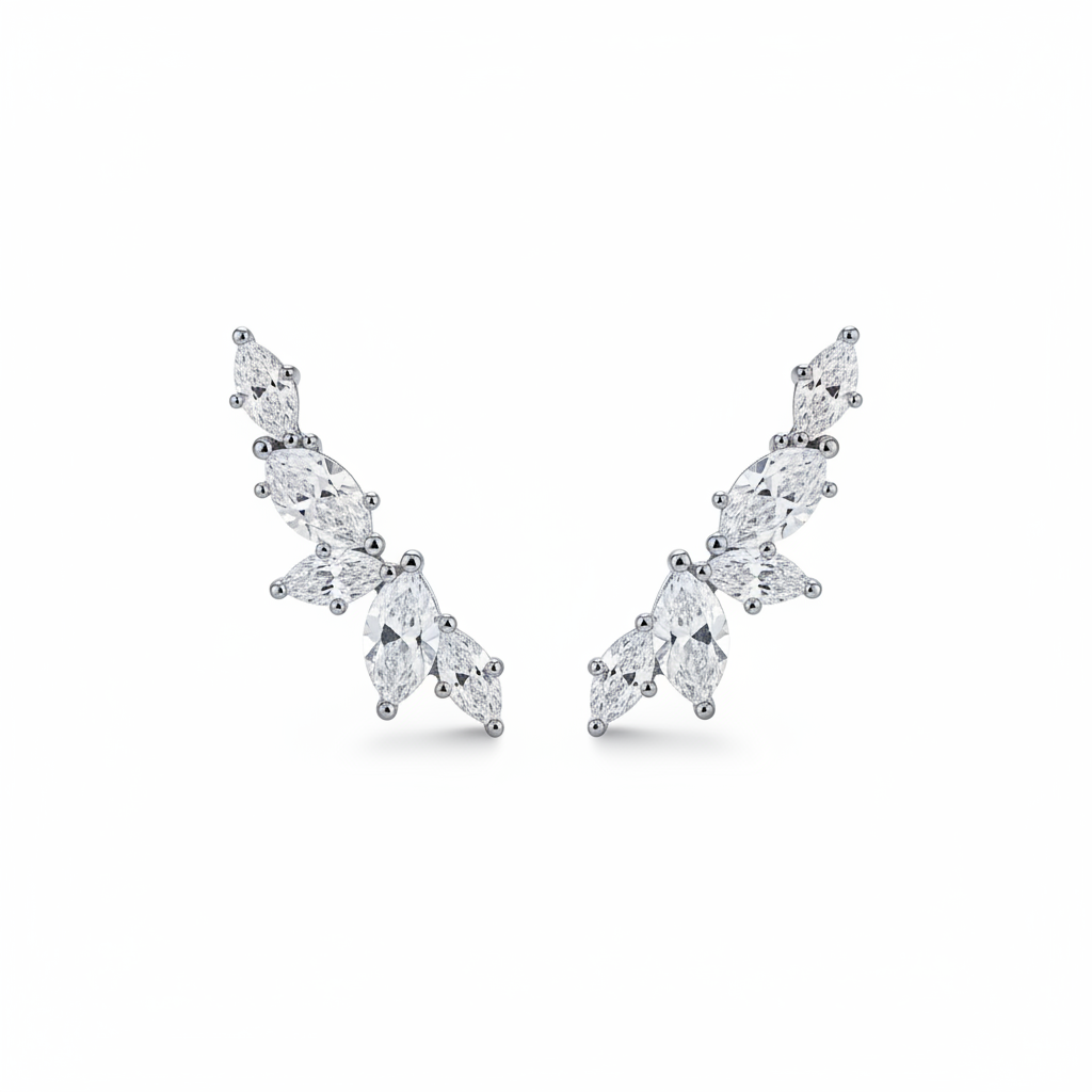 Pendientes trepadores plateados