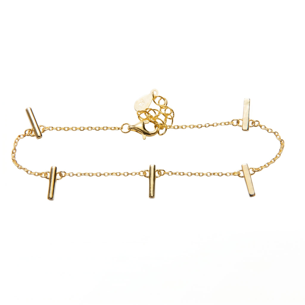Pulsera Charms Barras Baño de Oro